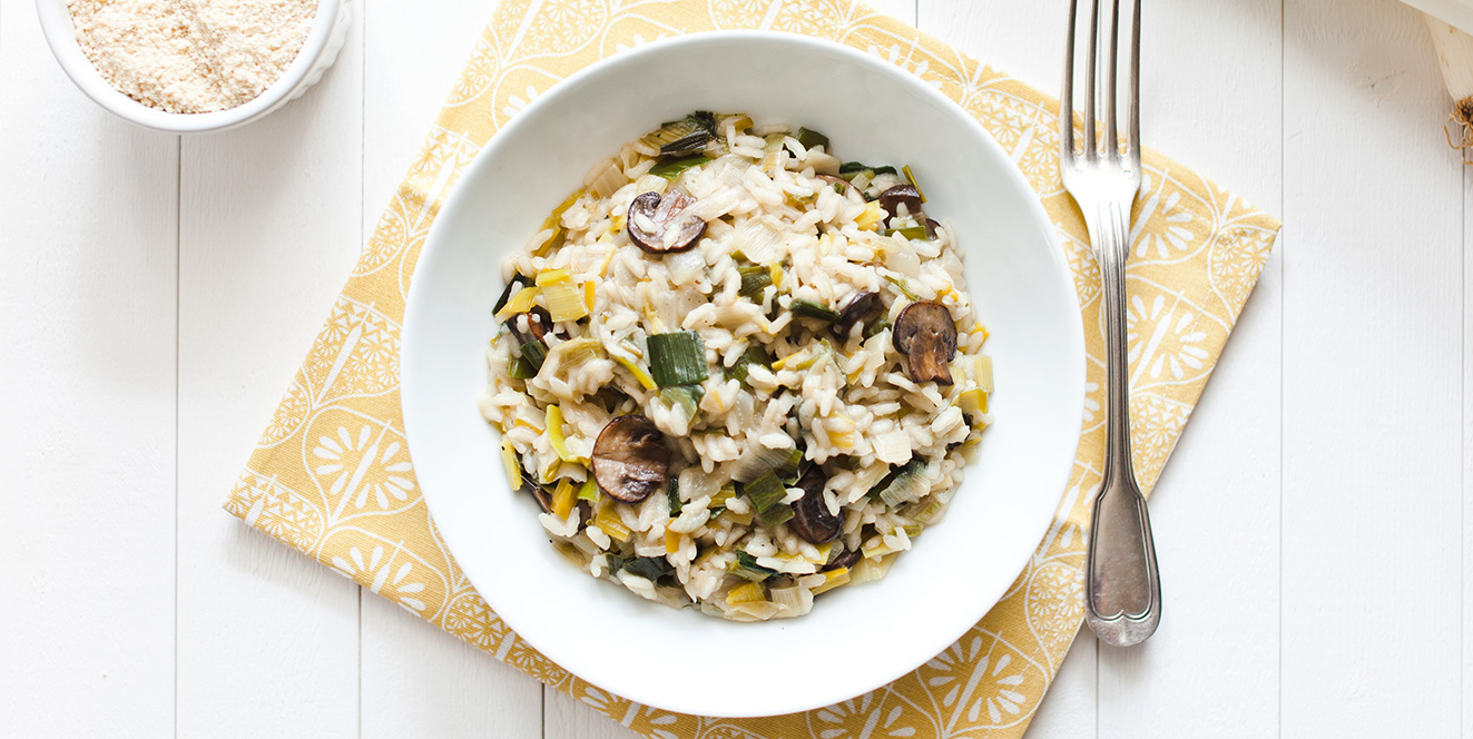 Risotto aux poireaux et champignons