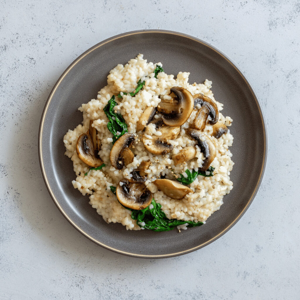 recette de risotto aux champignons et aux épinards