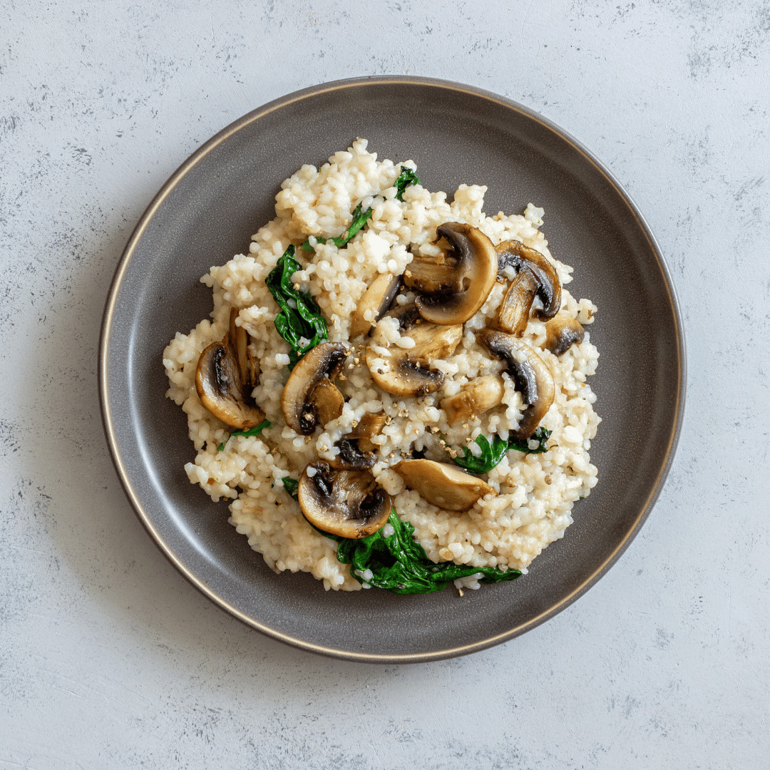 Risotto aux champignons et aux épinards